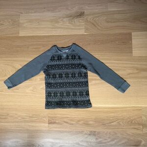 Hanna Andersson Gray Patterned Crew Neck Sweater, Size 6-7